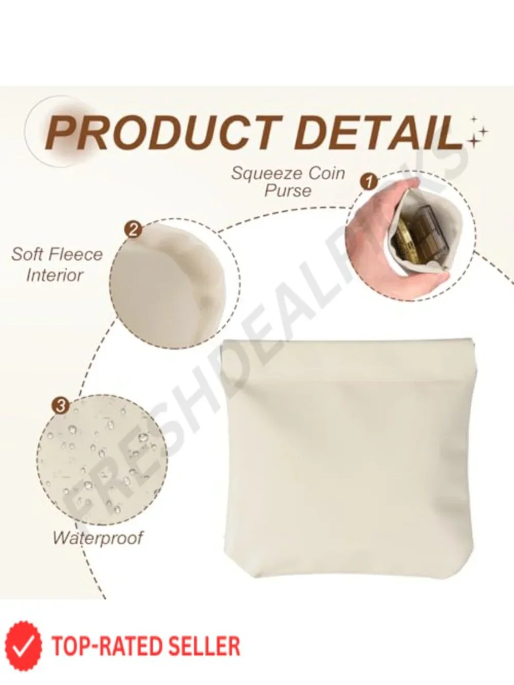 Squeeze Coin Purse Pouch Mini Leather Change Purse Self Closing Makeup Bag